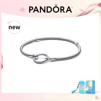 Pandoraˉ bracelet 925 sterling silver Pandoraˉ Moments O-clasp snakebone chain bracelet 592242C00 สร้อยข้อมือแพนดอร่า 925 เงินสเตอร์ลิงแพนดอร่าช่วงเวลา O-clasp สร้อยข้อมือโซ่งู