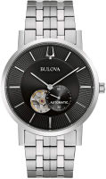 Bulova Classic Automatic Mens Stainless Steel, Silver-Tone Silver Tone/Black Dial