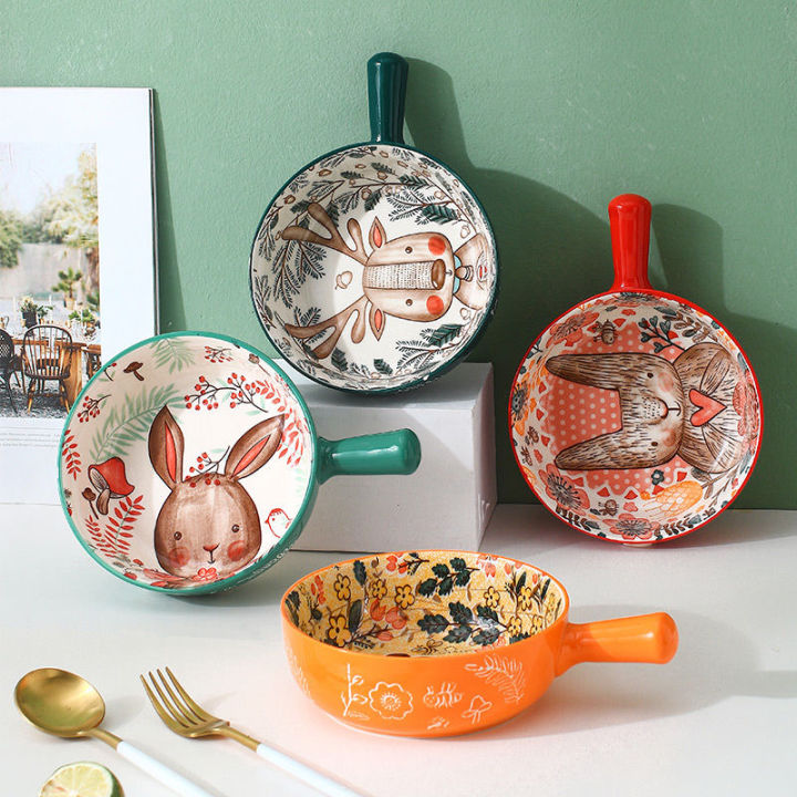 ceramic-bowl-creative-single-handle-noodle-bowl-forest-animal-design-large-restaurant-household-flower-bowls-home-decoration