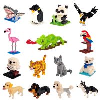 Kids Toy Mini Building Bs Micro Bricks Eagle Moose Dog Cat Bird Animals 3D Model Bag Gifts Educational Toys For Children