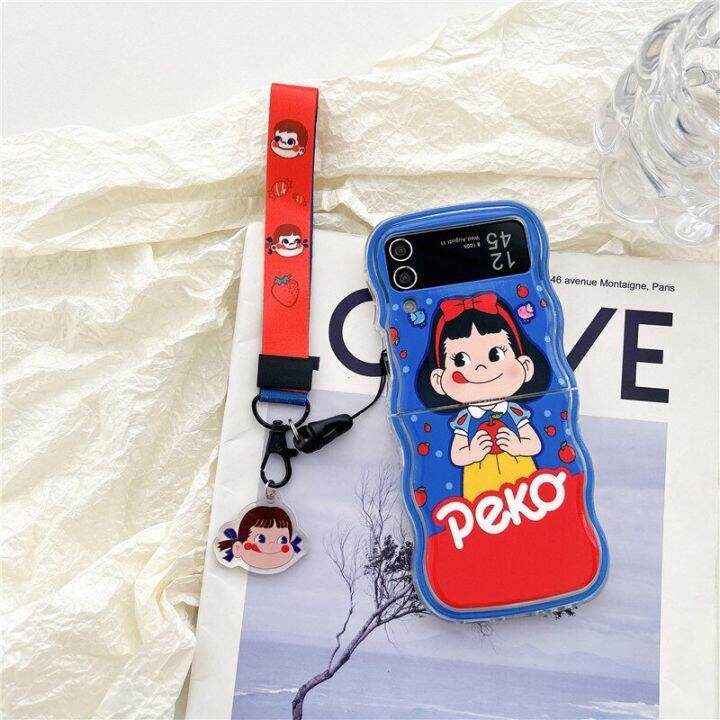 cartoon-candy-girl-lanyard-phone-case-for-samsung-galaxy-z-flip-5-4-3-protective-back-cover-for-zflip3-zflip4-zflip5-case-shell-phone-cases