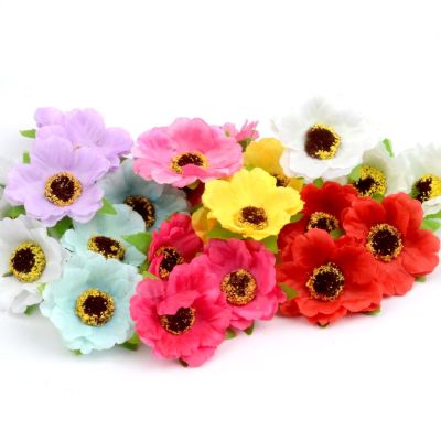【cw】 100pcs/lot 4cm MiniSilkBlossoms Artificial RoseHeadsWedding Decoration ScrapbookingWreath
