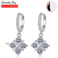 Serenity วัน2.4Cttw จริง D สี4มิลลิเมตรเต็ม Moissanite ต่างหูห่วงสำหรับผู้หญิง100 S925สร้อยคอเงินเครื่องประดับ Fine