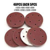 40pcs 125mm 6 Hole Sander Disc Sanding Polishing Paper Sandpaper 320/400/600/800/1000/1200/1500/2000x5pcs