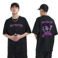 Rapper tron Bin Reaper Graphic Tees Skeleton Short Sleeve Male Limited Casual Streetwear Men Oversized Cool T-shirts