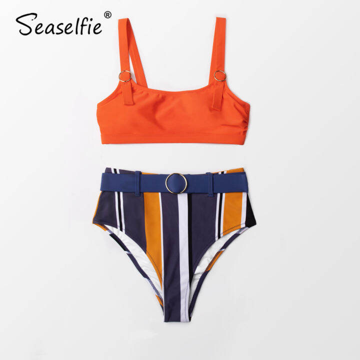 seaselfie-orange-belted-striped-high-waist-bikini-set-swimsuit-women-sexy-tank-biquini-two-pieces-swimming-suit-swimwear