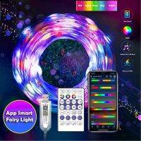 {ItalyNest shop}แฟรี่สมาร์ทโหมด21,ริ้วสายไฟ5M 10M การควบคุม IR แอป DIY สีรุ้งเส้นไฟ RGB สำหรับห้องเล่นเกม