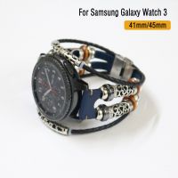 สายหนัง PU 22มม. 20มม. สำหรับ Galaxy Watch 3สาย41มม. 45มม./46มม./42มม./Active 2 1สร้อยข้อมือ