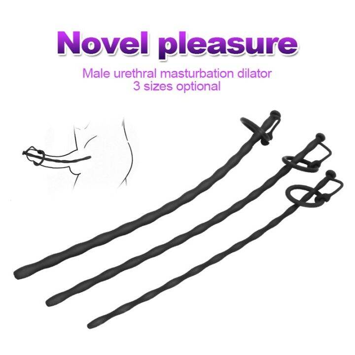 Men Masturbator Silicone Hollow Urethral Catheter Dilator Penis Plug