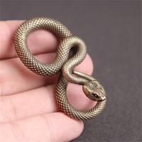 Vintage Copper Zodiac Snake Key Chain Pendants Jewelry Pure Brass Animal Cobra Keychain Hanging Lanyard Keyring DIY Charms Gift