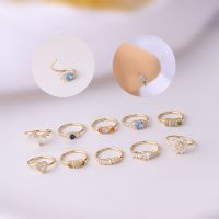 2022 New 1PC 0.8x8mm Colorfull Zircon Hoop Nose Rings Tiny Heart Flower Open Bendable Helix Cartilage Nose Piercing Body Jewelry Body jewellery