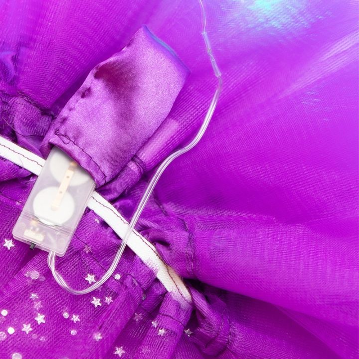 ชุดเต้นรำบัลเลต์ผ้าทูลหลอดไฟ-led-เรืองแสงหญิงกระโปรงบัลเลต์สั้นดาวผ้าบางมีไฟเครื่องแต่งกายมีไฟชุดเดรสสั้นสว่างขึ้น