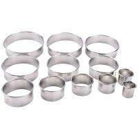 Cookie Biscuit Cutter Set, Round Stainless Steel Pastry Rings 12 Pieces with Round Box for Donut Pastries Fondant Cake