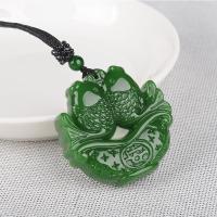 ธรรมชาติสีเขียวหยกปลาคาร์พจี้สร้อยคอจีน jadeite มือแกะสลักเสน่ห์เครื่องประดับแฟชั่นพระเครื่องของขวัญสำหรับผู้หญิงผู้ชาย