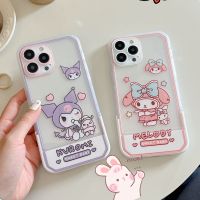 เคสโทรศัพท์ลายการ์ตูนน่ารักเมโลดี้ของฉันเคสโทรศัพท์มือถือ Kuromi กับที่จับสำหรับ iPhone โทรศัพท์ที่ไม่สามารถมองเห็นได้14 Pro Max 14 Plus 13 Pro Max 12 Pro Max ซิลิโคนนิ่มกันกระแทกเคสด้านหลังสำหรับ iPhone 11 Pro Max