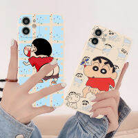 Crayon Shin-Chan ตรง Cube Case สำหรับ IPhone 14 14Pro 14Plus 14Promax 13 12 11 Pro ProMax 7 8 SE 2020 7Plus 8Plus X XS XR XSmax 12 12Pro 12Promax ฝาครอบเลนส์ Matte ฝาครอบแบบอ่อน