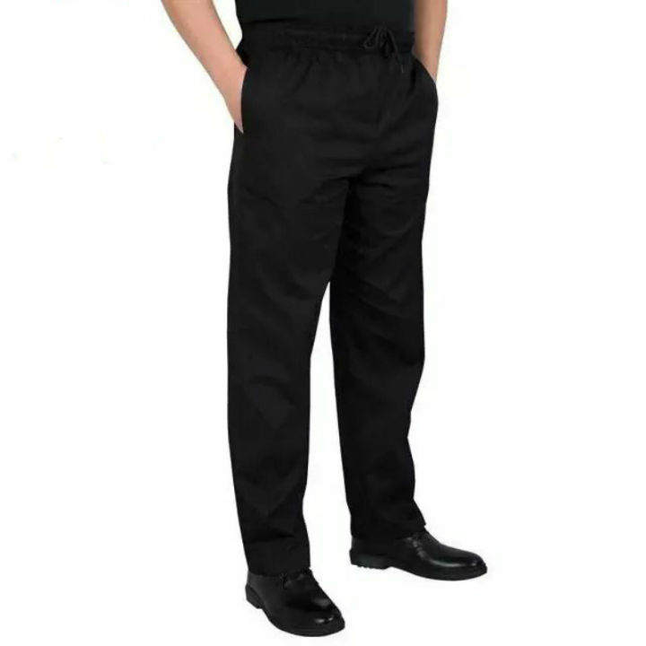 Cotton Chef Uniform Restaurant Pants Kitchen Trouser Chef Pants Elastic  Waist Bottoms Food Service Pants Mens Work Wear