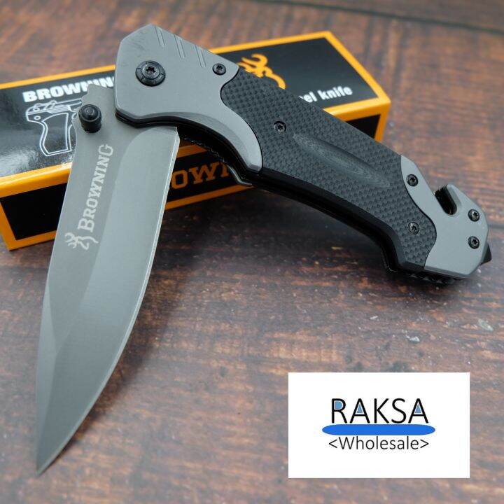 raksa-wholesale-มีดพับ-มีดพก-มีดเดินป่า-อุปกรณ์นิรภัย-ด้ามg10กันลื่น-23cm-2cr13-มีระบบดีดใบมีด-nb013