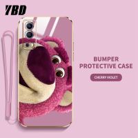 โทรศัพท์ Y72เคสสำหรับ Vivo ลายหมีสตรอเบอร์รี่ YBD การ์ตูนดิสนีย์ Y75 5G Y52 5G ฝาหลัง TPU นิ่มป้องกันการแตกมันวาว (ฟรีสายคล้อง)