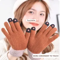 Winter Touch Screen Gloves Women Men Warm Stretch Knit Mittens Imitation Wool Full Finger Guantes Female Crochet Luvas Thicken