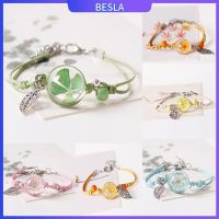 COD SDGREYRTYT Real Dry Flower Bracelet Ceramic Jewelry Braided Adjustment Couple Bracelet Friendship Bracelet Women Ethnic Jewelry【BESLA】