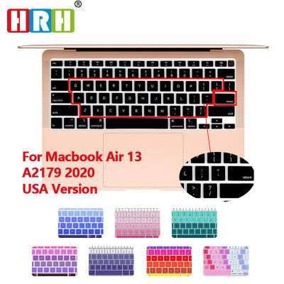 HRH Gradual Rainbow Color Silicone English Keyboard Skin Cover Protector For Newest Air 13 A2179 M1 A2337 2020 Release