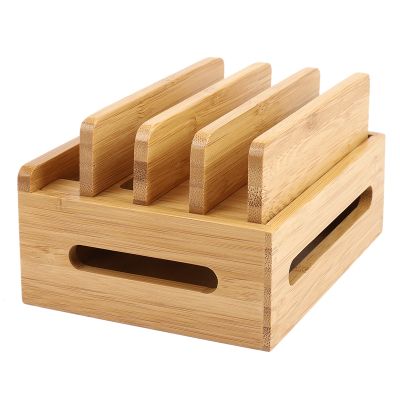 Bracket Bamboo Wood Multi-Device Charging Station Organizer Office Flat Bracket