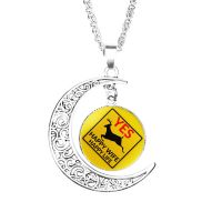 Yes Deer Happy Wife Happy Life Moon Necklace Glass Jewelry Stainless Steel Gifts Dome Women Lady Girls Chain Men Boy Lovers