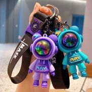 Dễ thương Lightning Bear Keychain phim hoạt hình Phi Hành Gia gấu búp bê