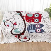 Soft Coral Fleece Plaid Sofa Throw Blanket Winter Sheet Bedspread Owl Printed Warm Blankets for Beds Light Thin Flannel Blanket
