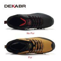 DEKABR รองเท้าบูทลุยหิมะสำหรับผู้ชาย,บูทให้ความอบอุ่นรองเท้าปีนเขาหุ้มข้อหนังกันน้ำได้