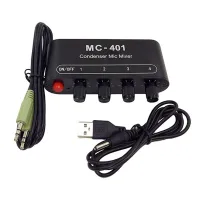 Condenser Microphone Mixer Four-In-One Microphone Amplifier for Computer Sound Card