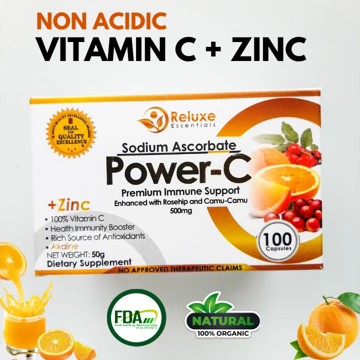 SALE SODIUM ASCORBATE WITH ZINC Non Acidic POWER C 500mg 100 VITAMIN C
