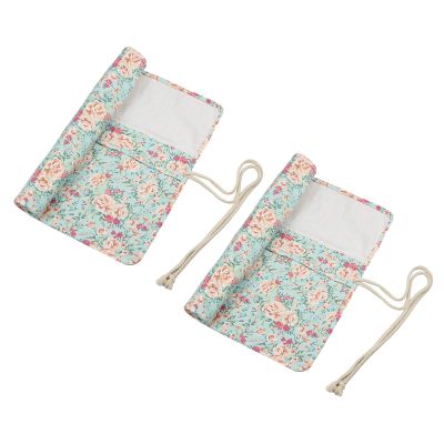 2X 20 Pockets Art Paint Brushes Case Roll Up Pen Holder Canvas Pouch Bag
