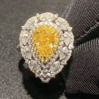 Mozambiques ring pendant 1.01 ct pear-shaped canary diamond inlay mozambique drill charm —D0517