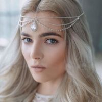 【YF】 Bohemian Crystal Eyebrow Pendant Head Chain Water Drop Alloy Wrap Rhinestone Headband Women Headdress Turban Headwear