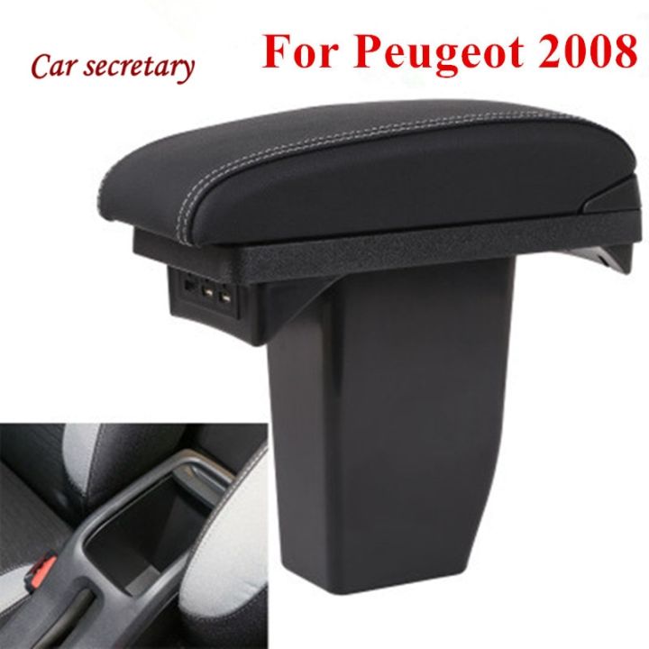 สินค้าใหม่สำหรับ-peugeot-2008หนัง-pu-สองชั้นแบบ-usb-สำหรับอุปกรณ์เสริมรถยนต์ที่วางแขนกล่องเก็บของตรงกลางโดยรวม-b29ที่วางแขน