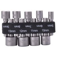 9pcs Wrench 1/4 quot; Screw Metric Driver Tool Set Adapter Drill Bit 5 To 13mm Hexagonal Shank Hex Nut Socket