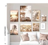 Sumanssa Nordic Modern Scenery ภาพภาพวาดผ้าใบ Wall Art ดอกไม้หญ้าภูมิทัศน์โปสเตอร์และพิมพ์สำหรับ Home Wall ฉากหลัง Decor New