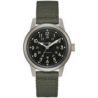 Bulova Mens Military Heritage Hack Veterans Watchmaking Initiative Watch in Stainless Steel with 3-Hand Automatic, Black NATO Leather Strap Style: 96A259