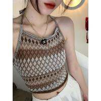 COD DSFERTGRYER xiaozhainv Sexy womens Sweet and spicy Knitted vest Crop top