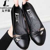 Womens Casual Flats Moccasins Ballet 2022 Shoes Ballerina Loafers Non-slip PU Spring Autumn Black Large Size