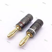 4MM Banana Jack Plug Adapter Straight Pre Amplifier Gold Plated Connector Solder Free Audio Speaker q1 W6TH