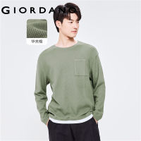 Giordanoผู้ชาย เสื้อยืดคอกลมแขนยาวลายวาฟเฟิลปลอมสองชิ้น Free Shipping 01022807