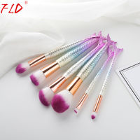 FLD 6Pcs Mermaid Professional Makeup Brushes Set Face Powder Blush Brush Cosmetic Tools Foundation Eye Brush Kit