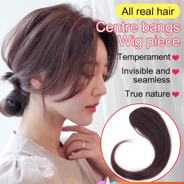 Centre bangs wig piece real hair seamless invisible female fluffy oblique  bangs thin fake bangs | Lazada PH