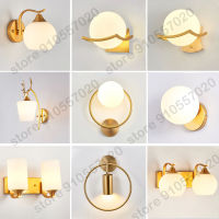 LED Modern Wall Lamp with Glass Shade Bedside Bedroom Loft Decor Design Up Down Iron Led Wall Lights Gold for Home Mirror E27