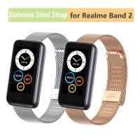 สร้อยข้อมือกันน้ำ Stainlees แถบเหล็กสำหรับ Realme Band 2