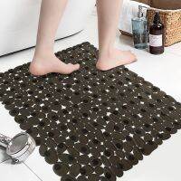 ☇∋○ Bath Mat 54x54cm Shower Non-Slip Floor Mat Pebble Design PVC Bathroom Safety Anti-Slip Massage Pad Square New Upgrade