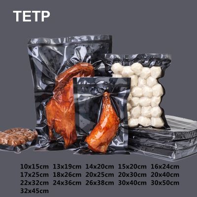 TETP 100Pcs Black Nylon Vacuum Food Bags Home Sausage Dried Fruit Fresh Sealing Packaging Storage Kitchen Favor Wholesale